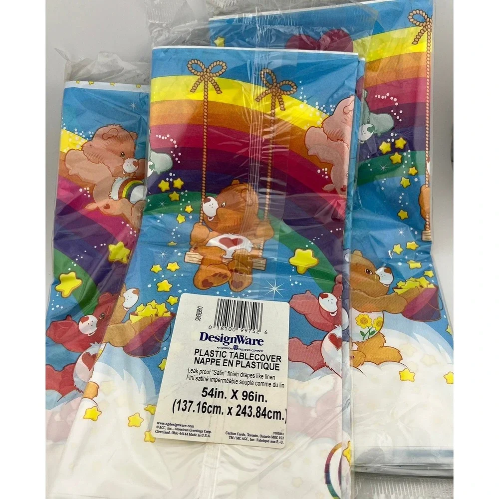 Care Bears Plastic Tablecover Lot of‎ 3 DesignWare American Greetings Y2K 54x96